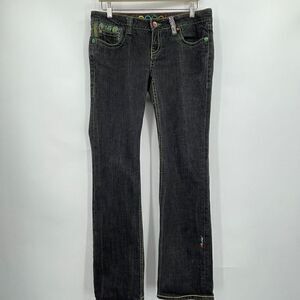 Coogi Dark Blue Australia Embroidered Boot Cut Denim Jeans Size 33.5